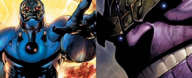 Darkseid vs Thanos — clash of the supervillains. Image used in the "Darkseid Vs. Thanos The Ultimate Supervillain Showdown" blog post.