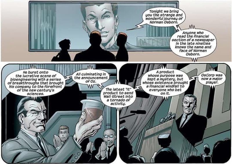 A photo of Norman Osborn celebrating the success of OsCorp.​