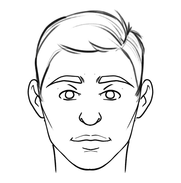 Face sketch with erased guidelines.