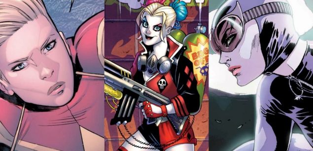 Photos of Captain Marvel, Harley Quinn and Cat Woman. Images used in the "Best Female Comic Book Characters" blog post.