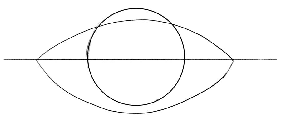 Image showing how to draw an eyelid. ​