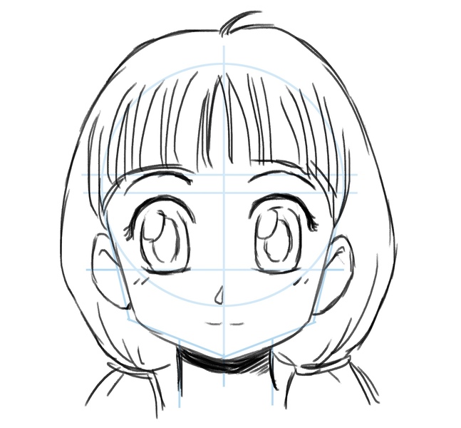 Illustration of the finished hairstyle.​