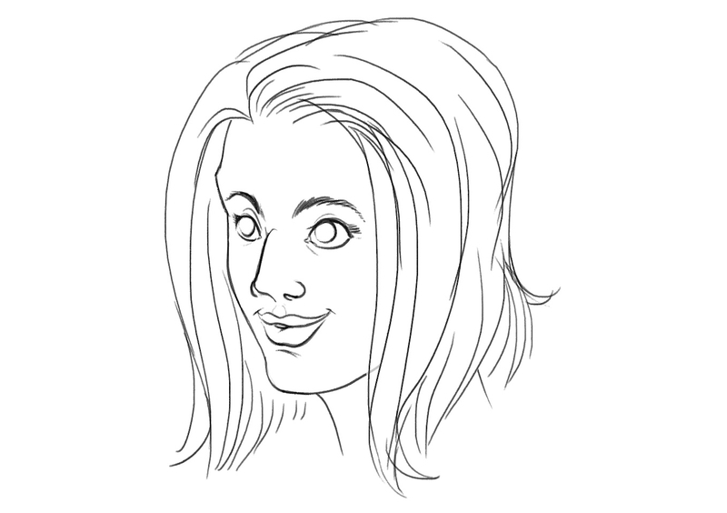 Image of the finished female hairstyle used in the “How To Draw Hair” blog post. ​