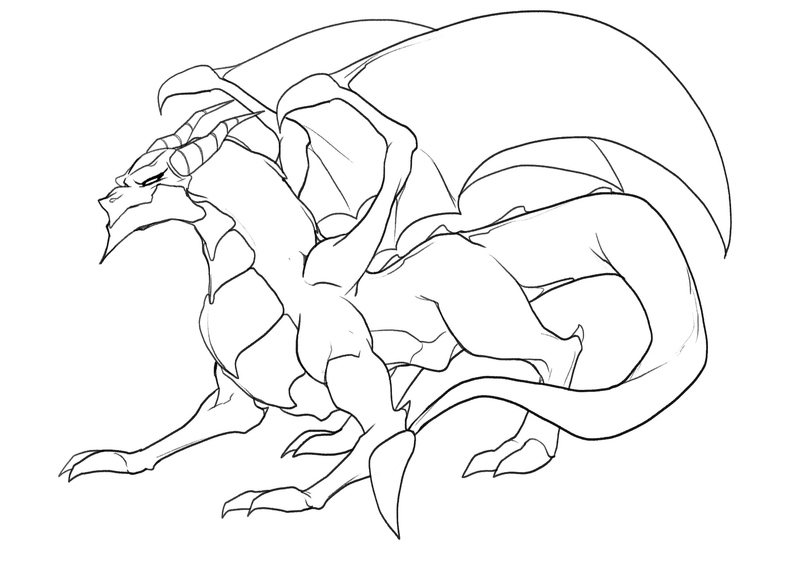 The finished sketch of the dragon’s body.​