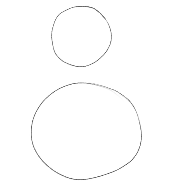 Another circle is added to the sketch below the head, representing the panda’s belly.​