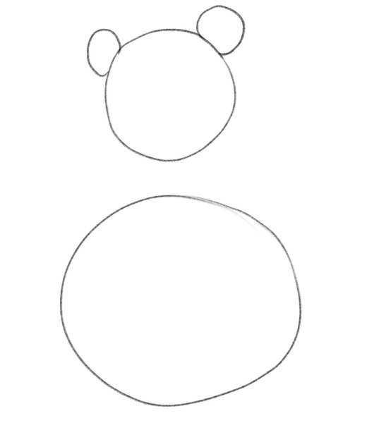 Two small circles are added to the top of the panda’s head to depict its ears.​