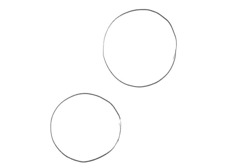 Another circle is added to the sketch below the first one — it’s where the wolf’s lower body will be.​