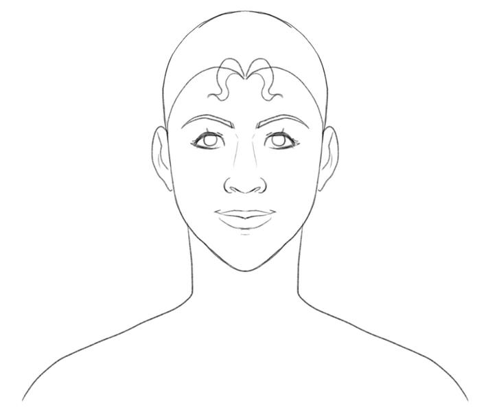 A woman’s head with the base for the wavy bangs.​