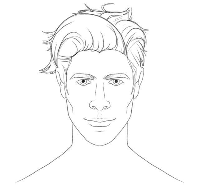 The quiff outline is enhanced with details. ​