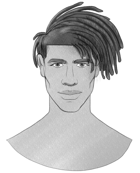 The finished drawing of the male dreadlocks. ​