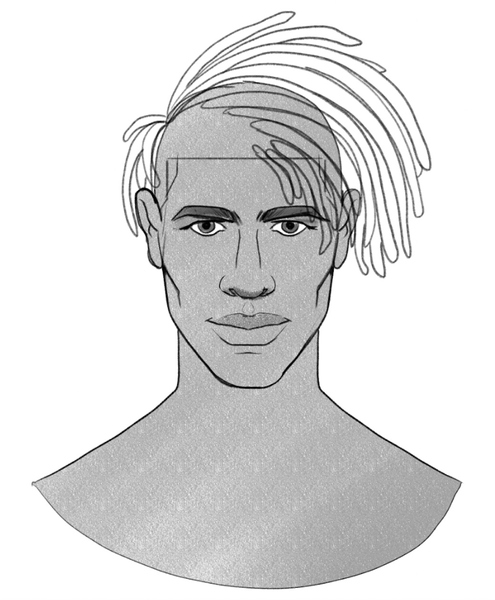 The finished outline of the dreadlocks. ​
