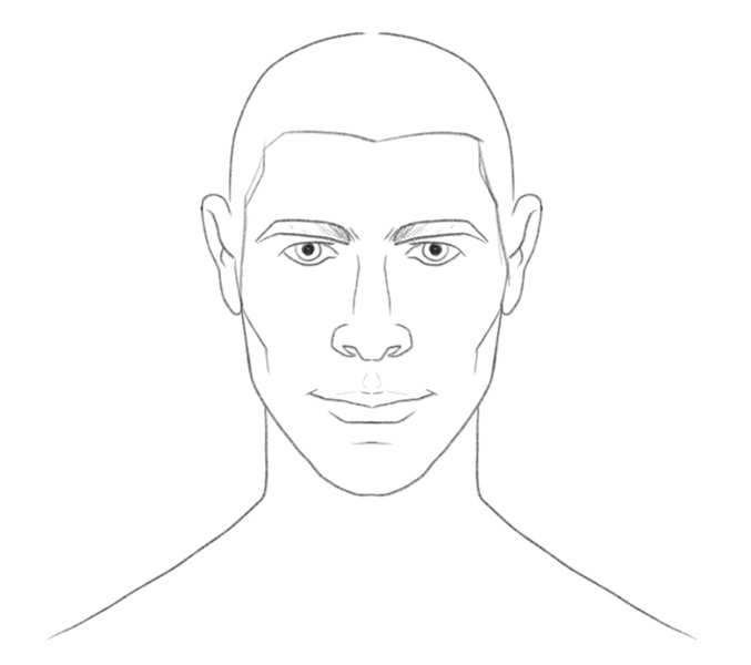 The outline of the male head. 