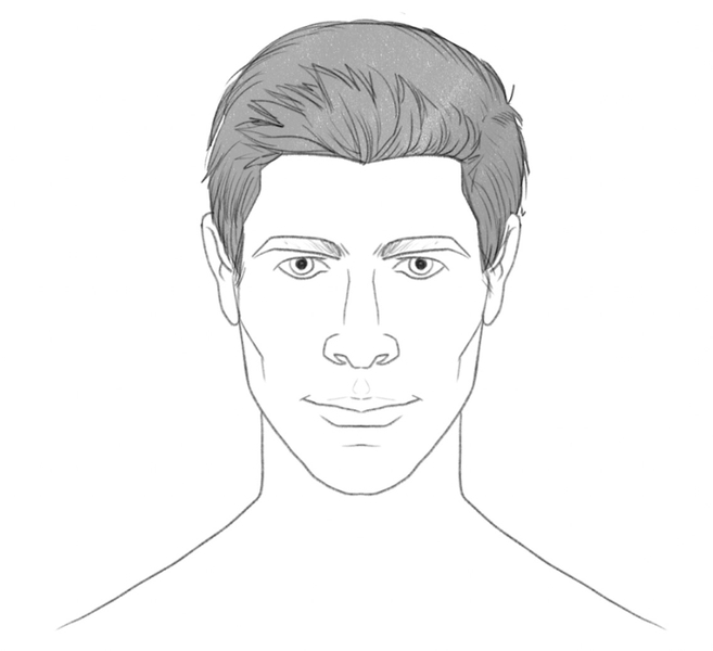 The male head with the Ivy League haircut is shaded using a single grey hue. ​
