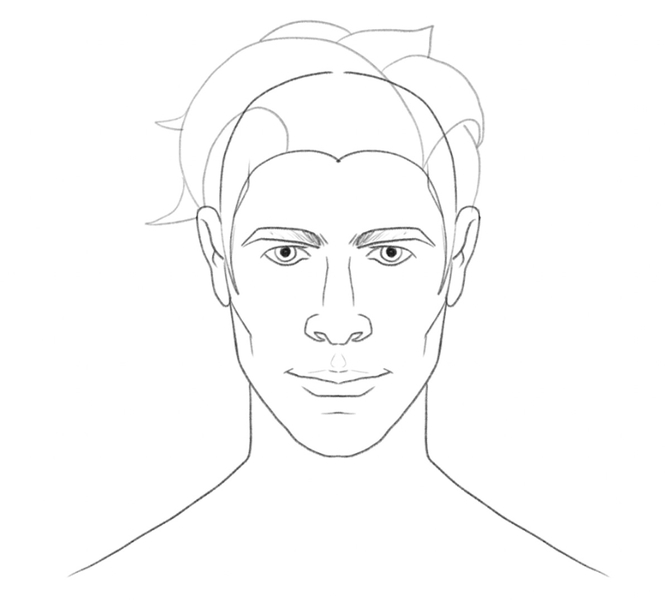 Male head with the outlined quiff. ​