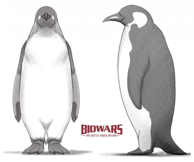 A collage of two images depicting the process of drawing a penguin. Image used in the “Penguin Drawing For Beginners [Front & Side View]” blog post.​