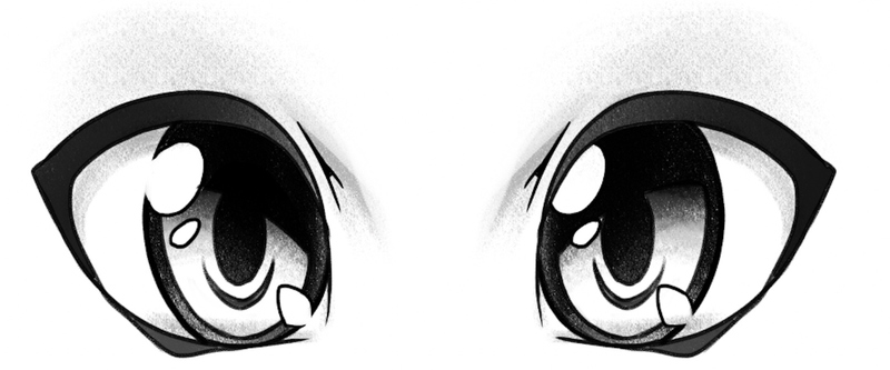Finished drawing of big anime eyes. 