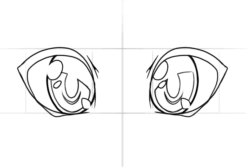 Finished outline of the big anime eyes. 