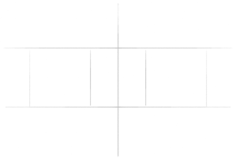 Guidelines used to position the big anime eyes.
