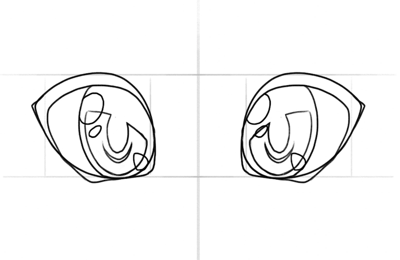 Highlighted areas of the big anime eyes. 