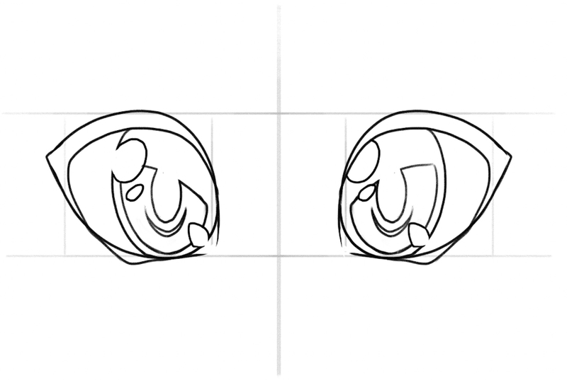 Highlighted areas of the big anime eyes connected to the irises. 