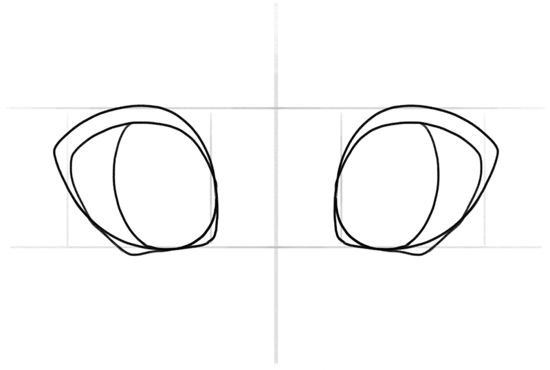 Anime eyes with irises.