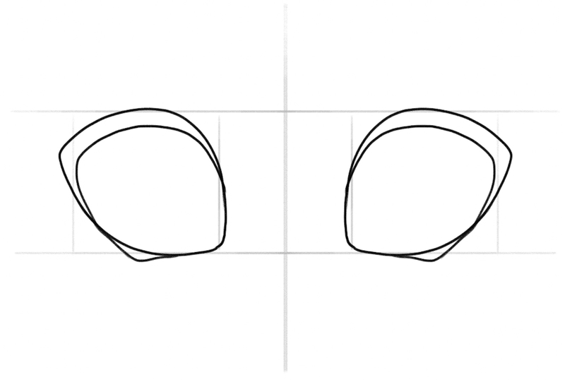 Anime eyes outer outline with lash line.