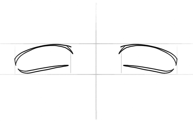 The lower lash line of the rectangular anime eyes. 