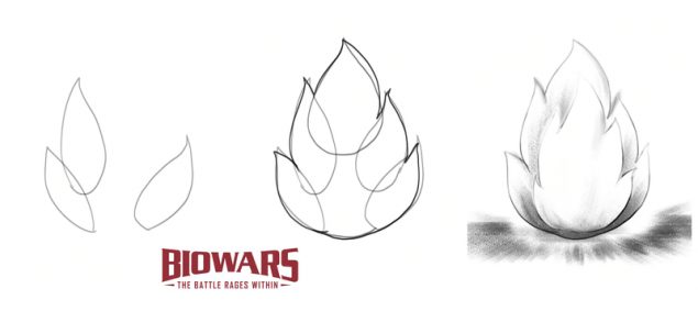 A collage of three images showing the steps to fire drawing. Image used in the “Fire Drawing Guide In 4 Simple Steps [Video + Images]” blog post.​