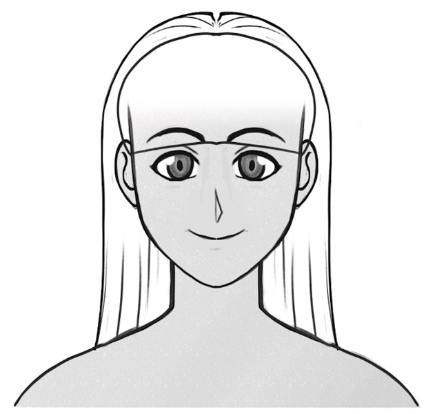 The outline of anime bangs.