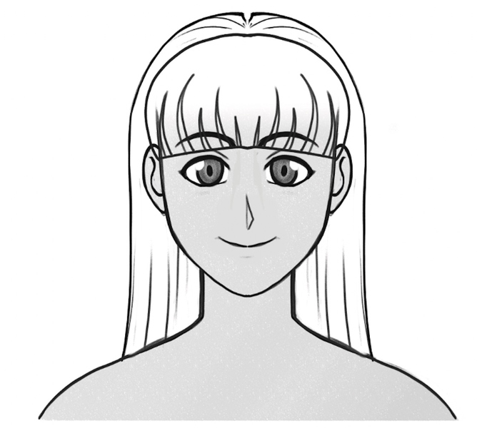 The strands added to the outline of anime bangs.​