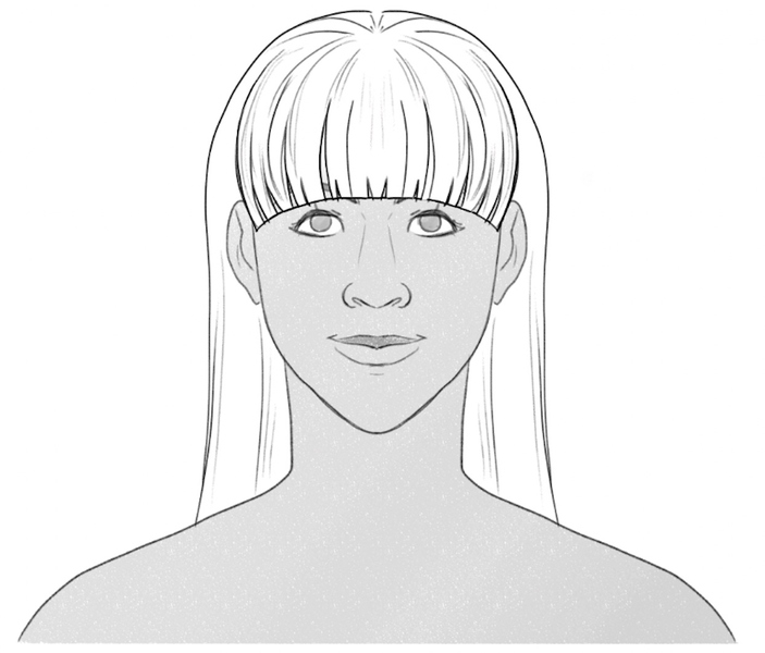 Finished drawing of blunt bangs.​