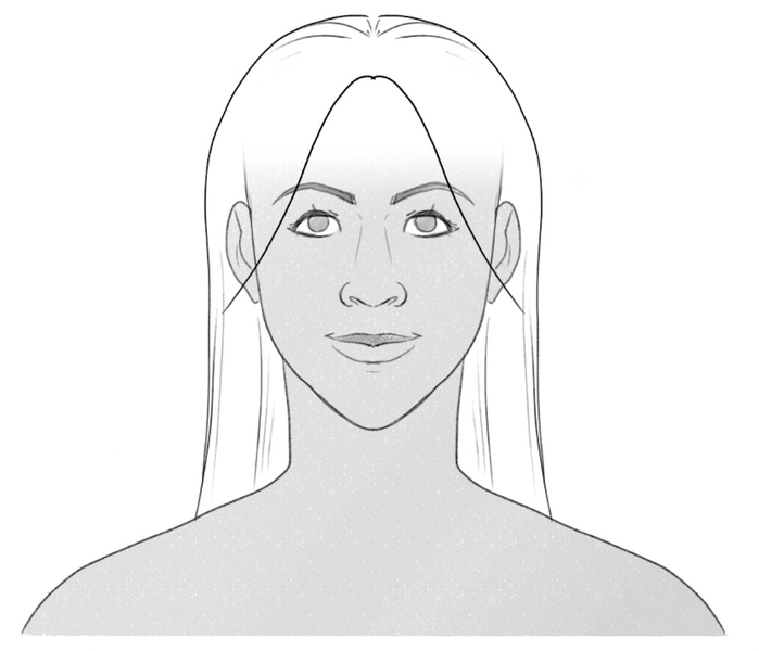 The outline of the long bangs.​