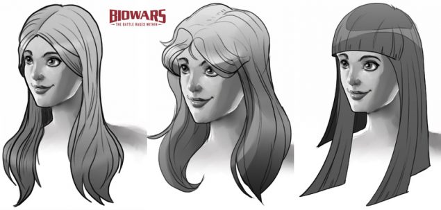 A collage of three images showing finished long hair drawings. Image used in the “Long Hair Drawing Guide For Beginners [Video + Images]” blog post.​