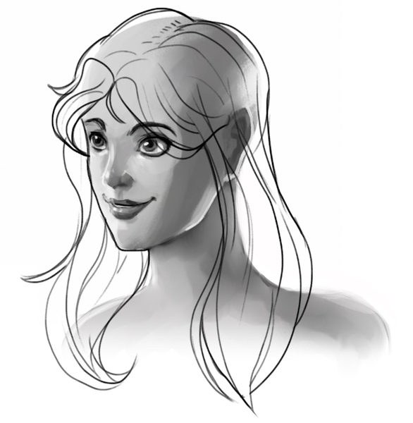 More hair strands added around the hair outline. 