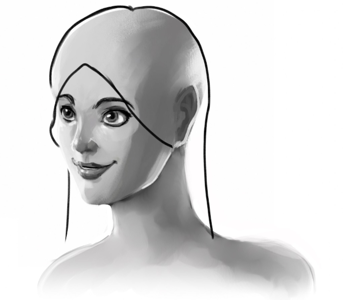 Long strands of hair added to the front and back of the head. 