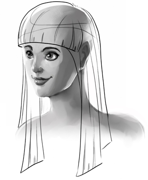 Hair strands added all over the head. 