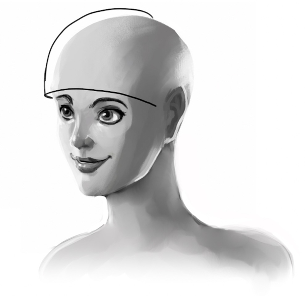 Outline of the bangs. 