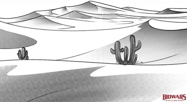 The finished illustration of a desert. Image used in the “Desert Drawing 101: A 4-Step Guide For Beginners” blog post.​