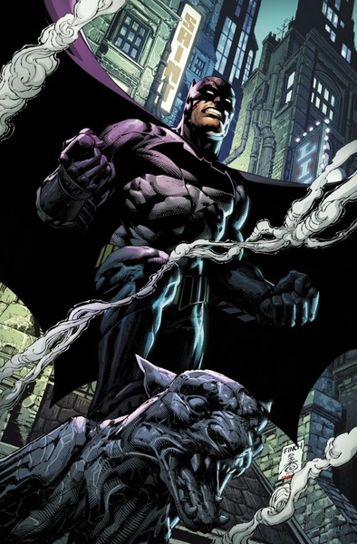 A photo of Batman standing above a gargoyle. Image used in the “The 23 Best Batman Villains Of All Time” blog post.​