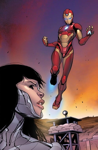Ironheart in her armor suit preparing to punch an enemy. Image used in the “Ironheart: The Empowering Superheroine For The Modern Age” blog post.​